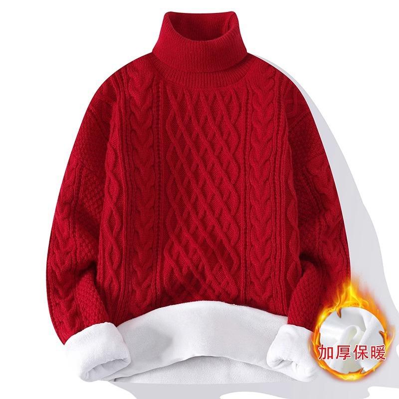 Sweater Men's 2 New Crew Neck Sweater Winter Solid Color Premium Knitted Sweater Couple Twisted Pullover Sweater