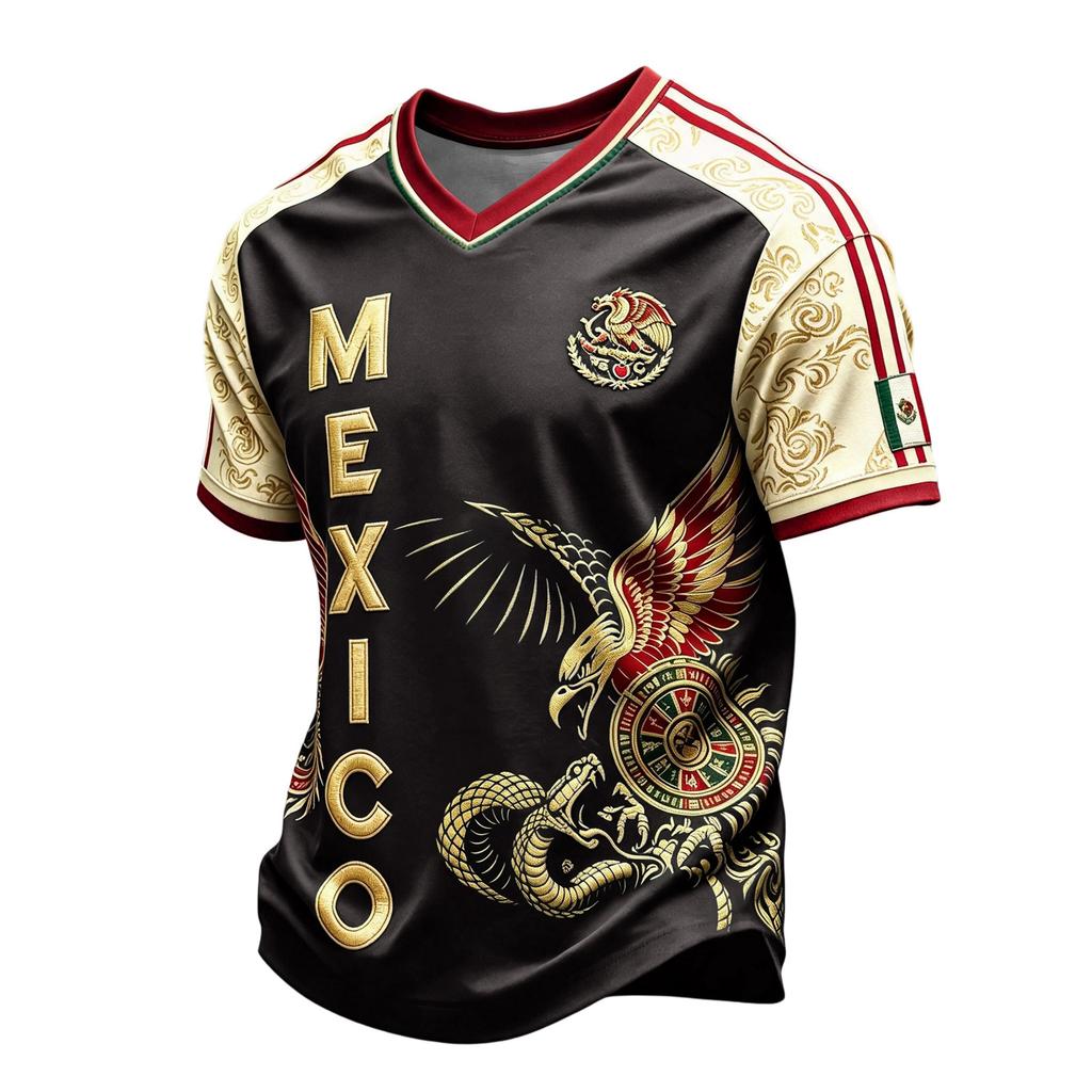 Men's Mexico Soccer Print Short Sleeve T-Shirt Casual Graphic Tee