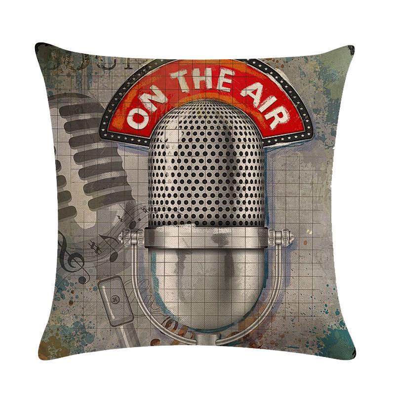 Oil Painting Moive Guitar Cushion Covers Art 45x45cm Cotton Linen Pillow Cover for Sofa Square Decorate Throw Pillow Cover