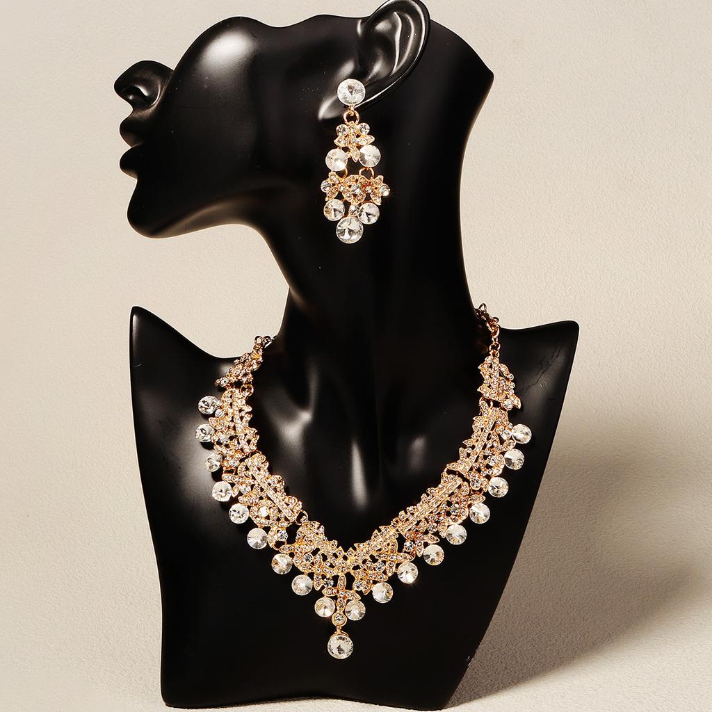 European and American Cross-border Fringed Earrings Necklace Set, High-end Retro Alloy Jewelry, Bridal Wedding Jewelry Two-piece Set