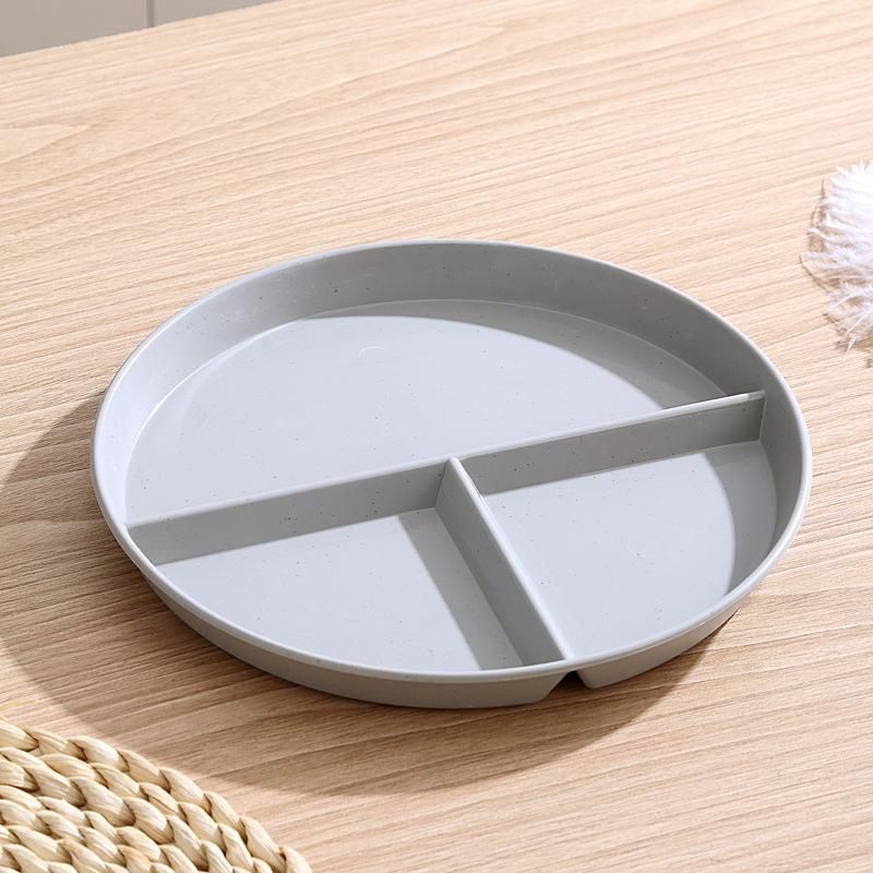 Fat Loss Portion Control Plate: Three-Compartment, Drop-Proof Wheat Straw Design, Color-Coded for Efficient Meal Planning.