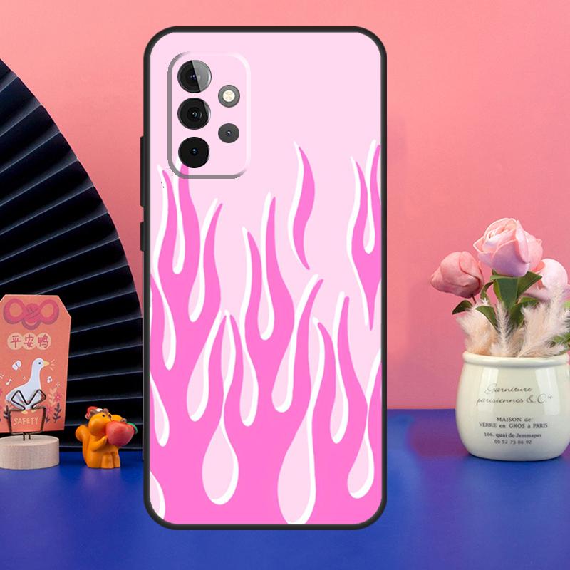 Flame Aesthetic Light Blue Fire Pink Case For Samsung Galaxy A54 A34 A24 A14 A73 A53 A33 A23 A13 A52 A32 A22 A12 A51 A71 Cover