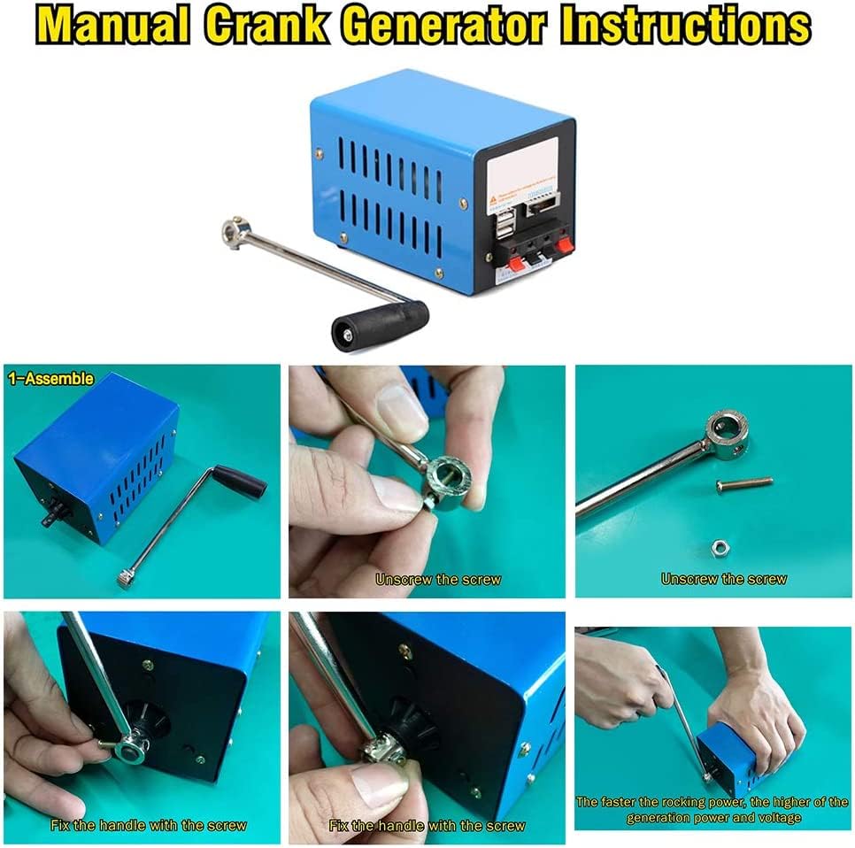 GHDVOP Hand-Crank Generator, Compact, Smartphone Charging, Emergency Power Charger, USB Output, Portable Outdoor Generator, Convenient to Carry, Energ
