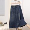 DIMANAF 2025 Autumn Winter Plus Size Women Skirts Elastic Waist Oversize Lady Long Skirts Denim Cotton Thick