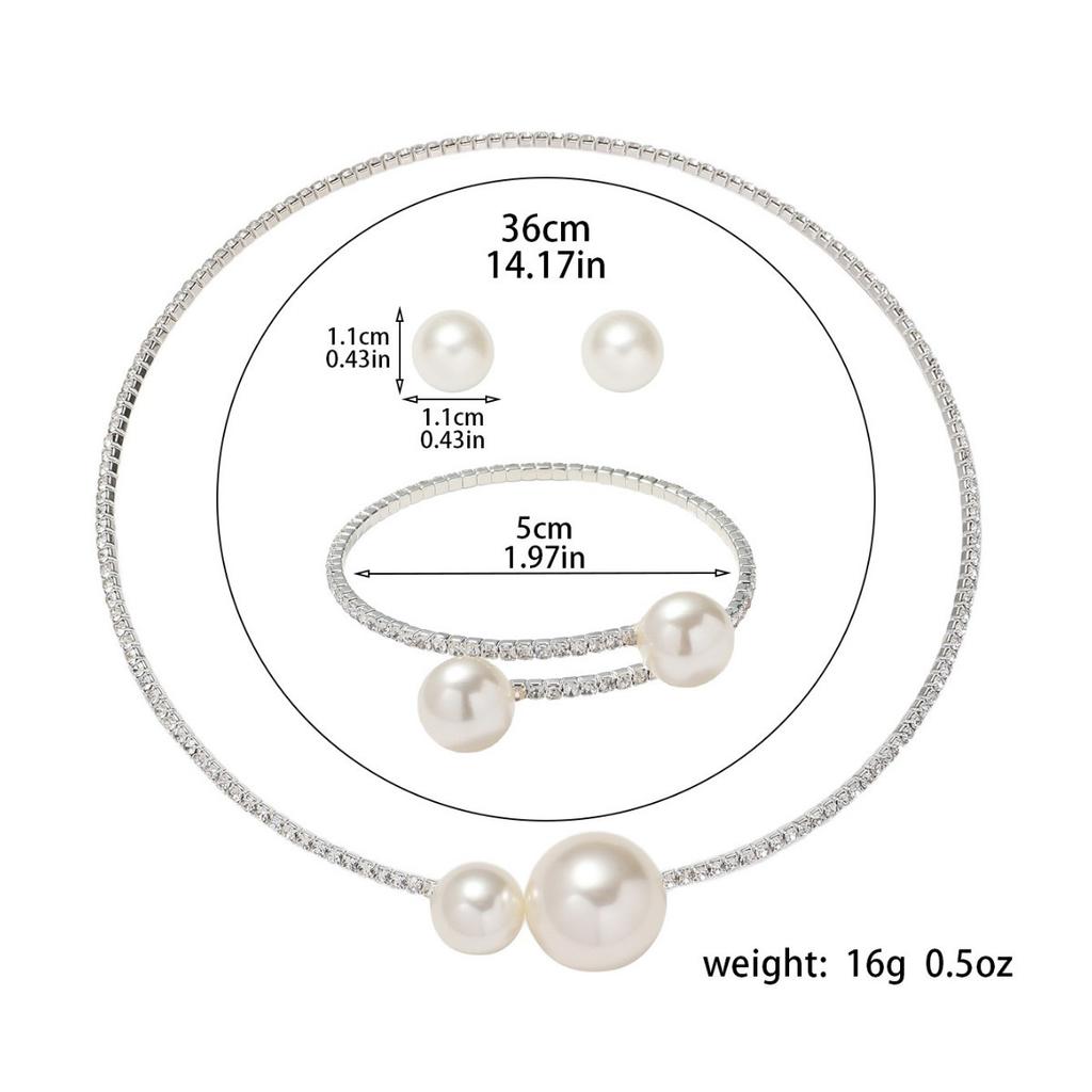 Popular European and American popular silver-plated collar bracelet set imitation pearl temperament collar