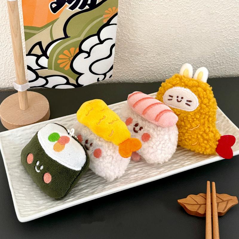 Cute Plush Delicious Food Keychain Sushi Hanging Ornaments Backpack Pendant Decoration Accessories Creative Doll Keyring Gift