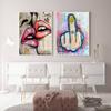 Modern Street Graffiti Wall Art Pictures Sexy Girls Kiss Embrace Print Canvas Painting Pearce Gesture Poster Bar Club Decor