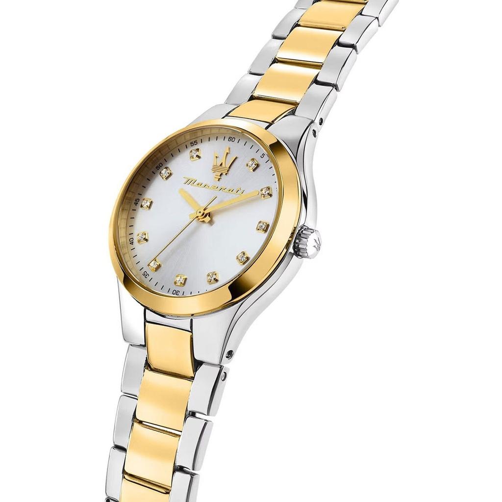 Maserati Attrazione Two Tone Stainless Steel Silver Sunray Dial Quartz R8853151505 Women's Watch