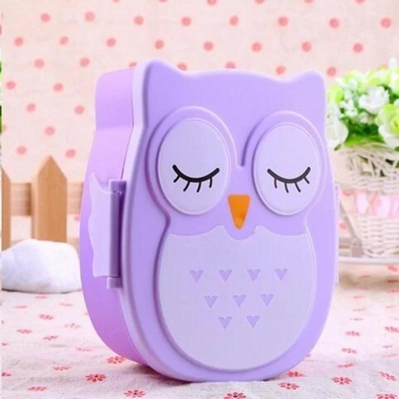High-capacity Owl Lunch Box Childrens Cartoon Pattern Plastic Anti Drop Food Container Tableware Pupil Outdoor Picnic Bento Boxs