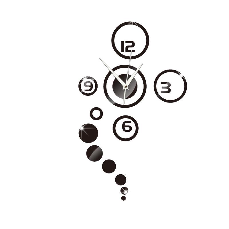 Акриловые настенные наклейки, часы, украшение для дома, настенные часы, зеркало, зеркало для гостиной, настенные часы чёрный