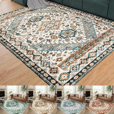 Tappeto Grande Area Stampa Stile Bohemien Retrò Tappeto Antiscivolo Resistente all'Usura per Soggiorno Camera da Letto Tappetino Morbido Decorazione per la Casa