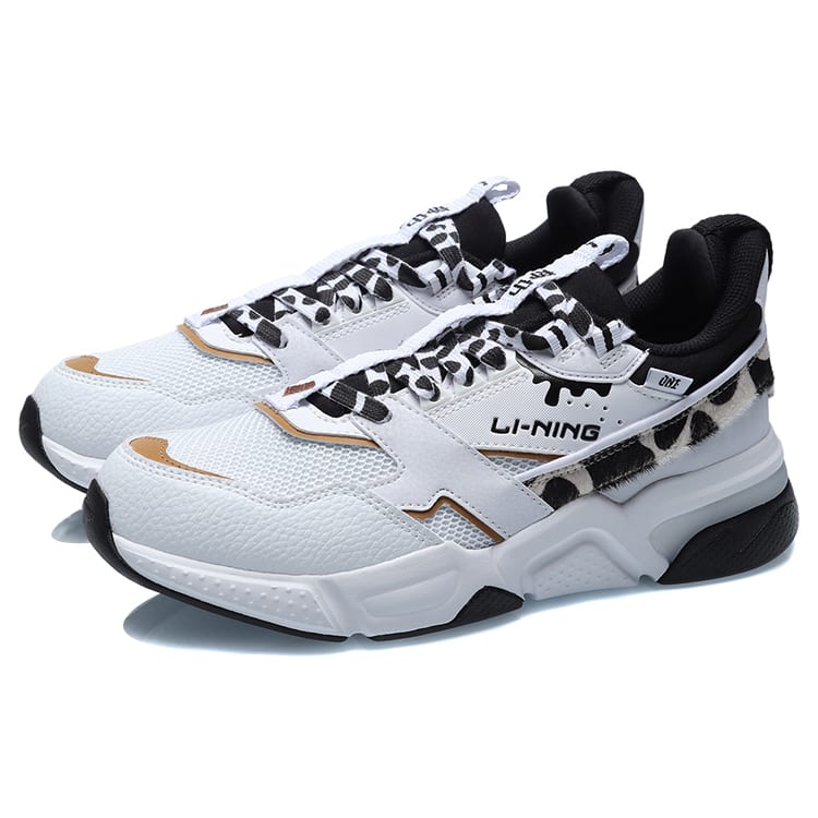 Li Ning 001 Cushioning Slip Resistant Abrasion Resistant Low top Running Shoes Women's White Black AGCR032-4