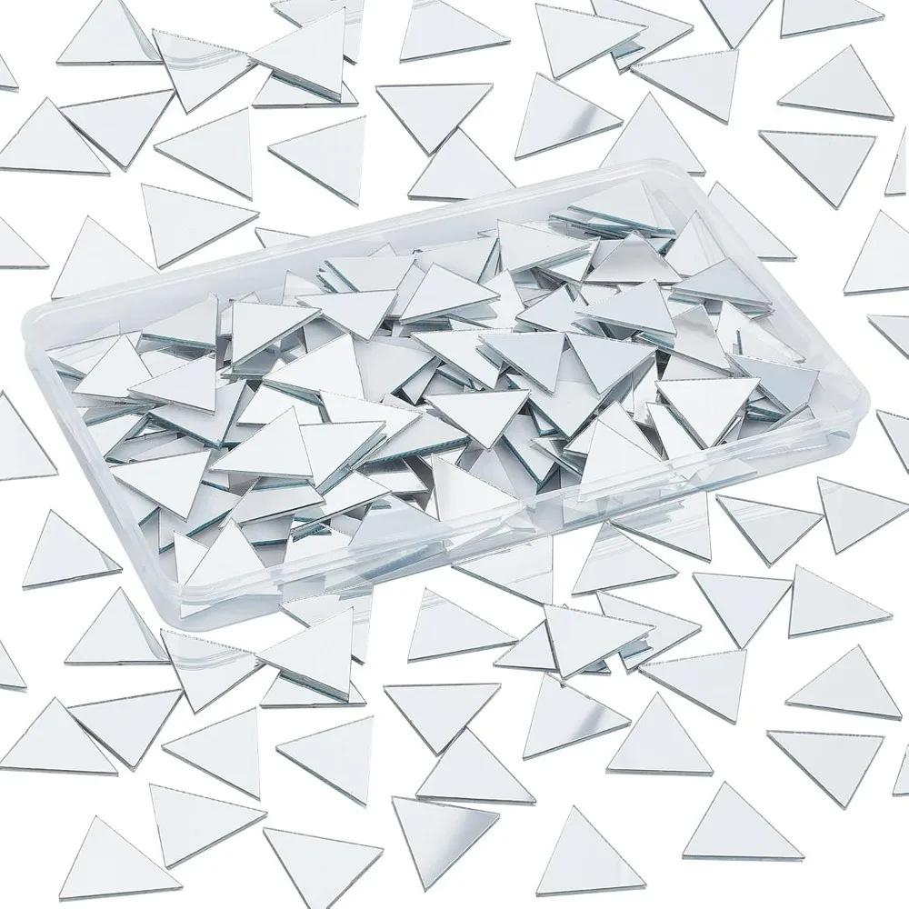 200-teiliges Acryl-Spiegelaufkleber-Set: Formen: Raute, Quadrat, Dreieck, Rund, Herz - Selbstklebend, 2,5 cm