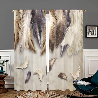 2 bucăți, perdele cu pene - semi-opace - potrivite pentru living, dormitor, bucătărie, decorațiuni pentru casă