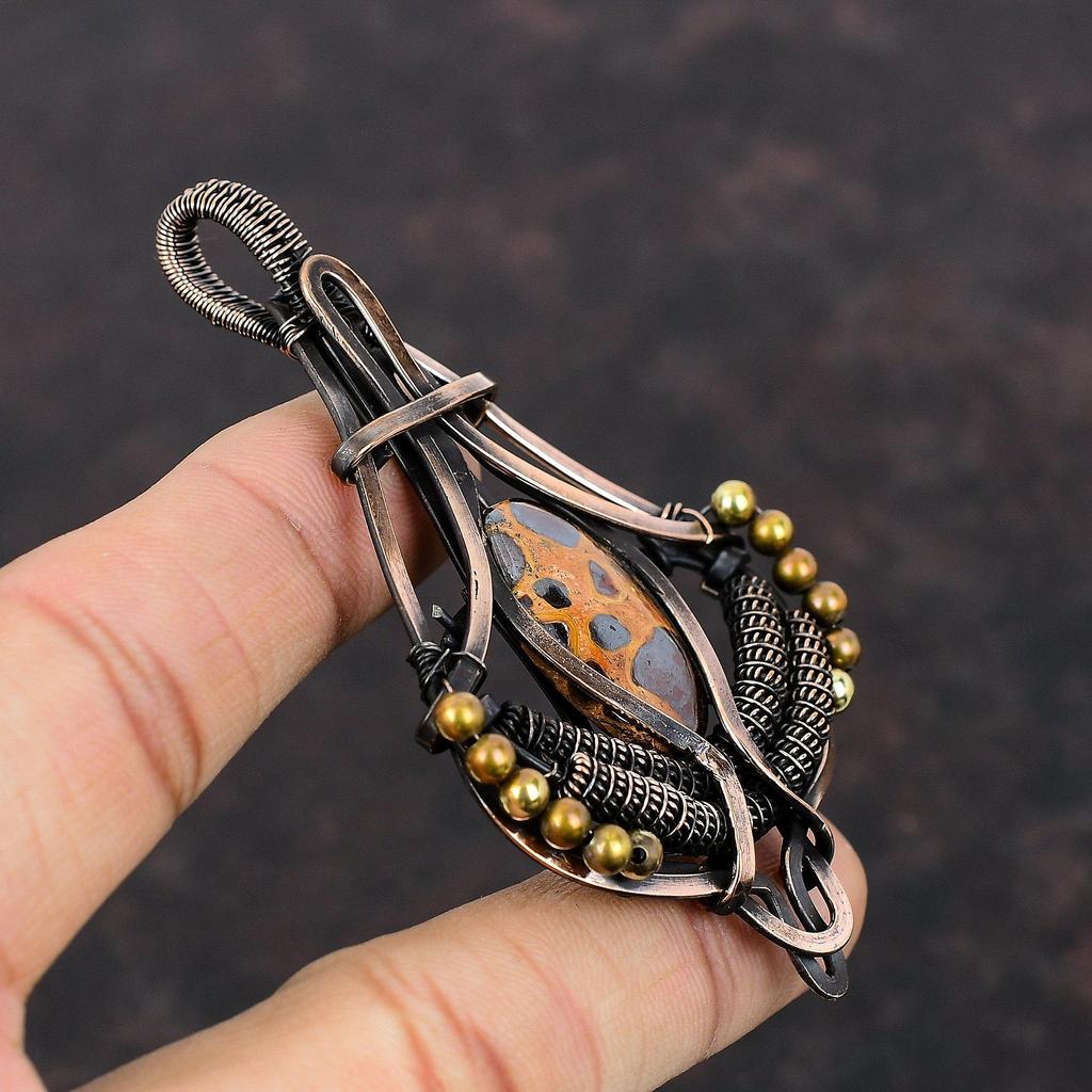 Bauxite Pendant Copper Wire Wrapped Pendant Bauxite Jewelry Handmade Pendant Copper Wire Wrap Jewelry Gift For Mom Natural Gemstone Pendant