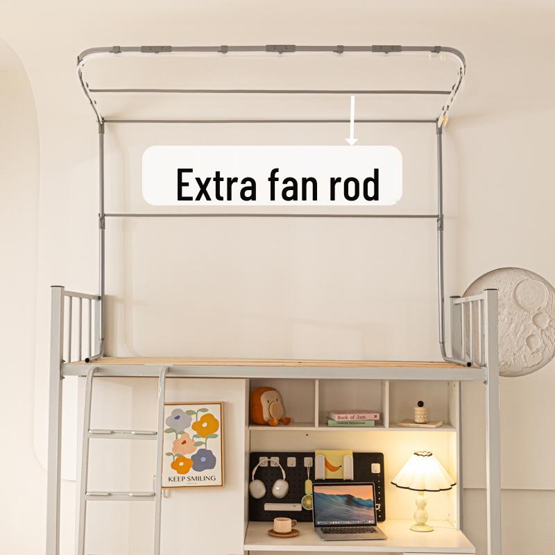 Painted U-Shaped Double-Slide Track Bed Curtain Bracket, Retractable Bunk Bed Light Blocker for Dorms