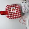 Women's Red Plaid Large-Capacity Makeup Bag – Cute Mini Storage for Lipstick, Camera, and Miscellaneous Items