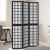 VidaXL Room Divider 3 Panels Black Solid Paulownia Wood, Privacy Screen, Room Partition Panel, 358766