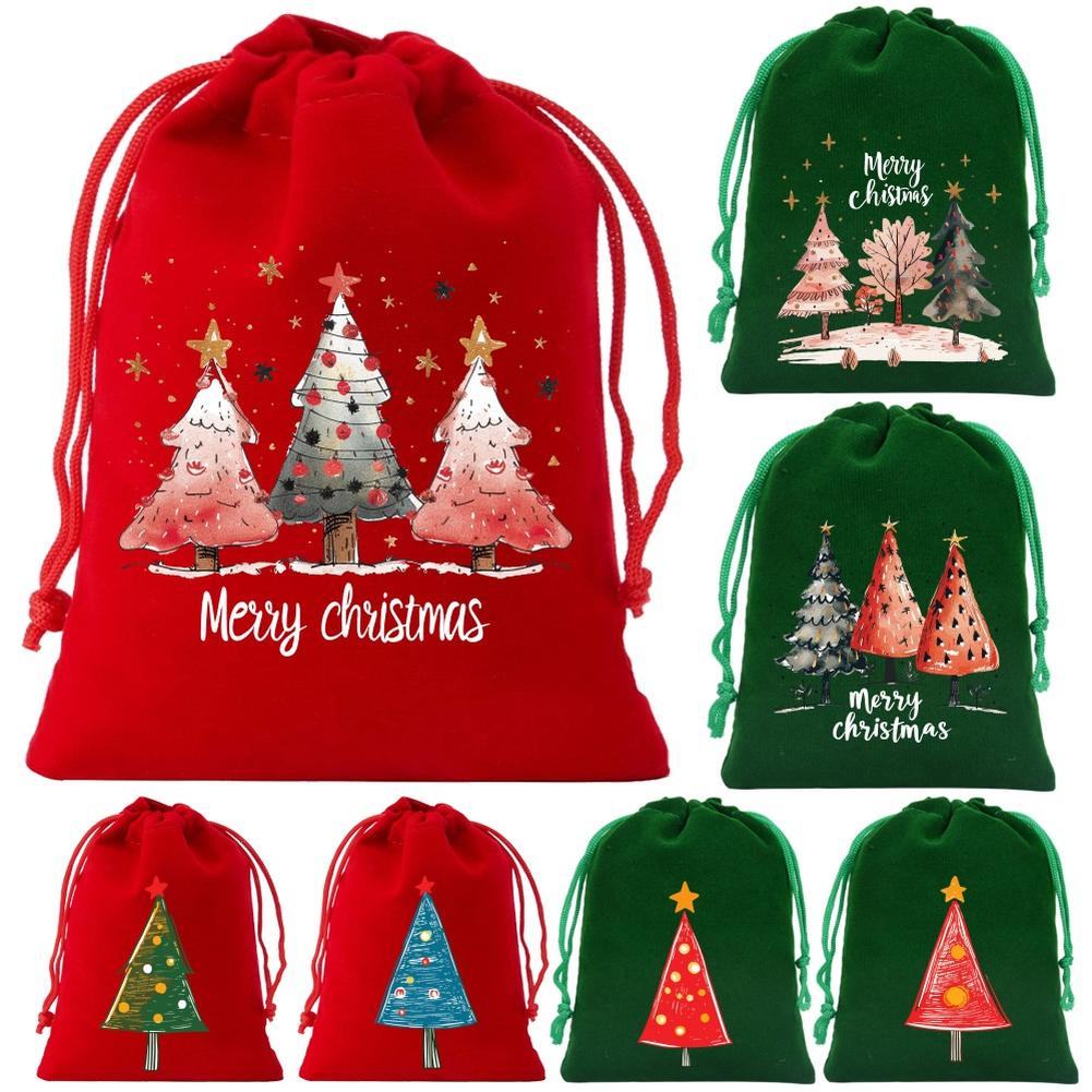 Nikolaussack Set Kordelzug Geschenktaschen Verschiedene Größen Erhältlich Großes Set Festlicher Geschenktaschen Saisonale Feiern