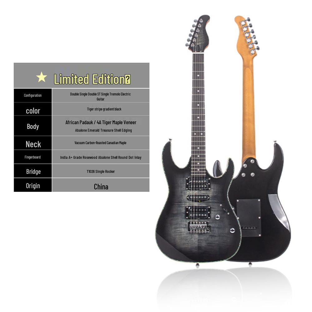 Entry-Level Rock Electric Guitar with Solid Wood & Carbonized Neck