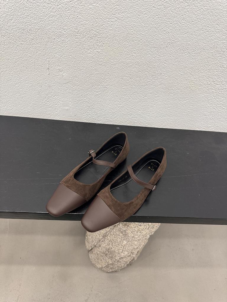 fashion Round Toe Women Flats Loafers 2024 New Arrivals Casual Daily Shoes Belt Buckle Flock Dress Shoes Woman Beige Black Brown Khaki