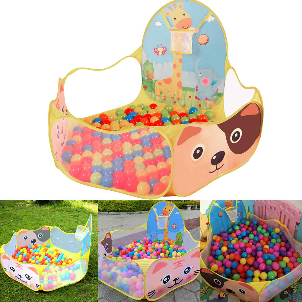 Children Play Tent with Basketball Hoop Baby Crawl Playpen Ocean Ball Pit Portable Toys for Girls Boys