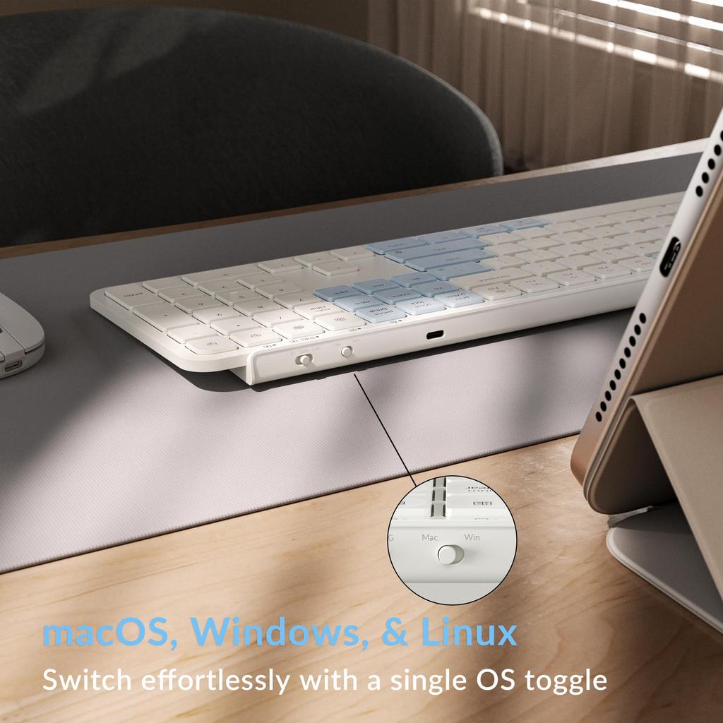 Keychron B6 Pro Wireless with Numeric ZMK Scissor Long Compatible with and Linux US Ultra-Slim Keyboard, Full-Size Keypad, Customization, Switches,