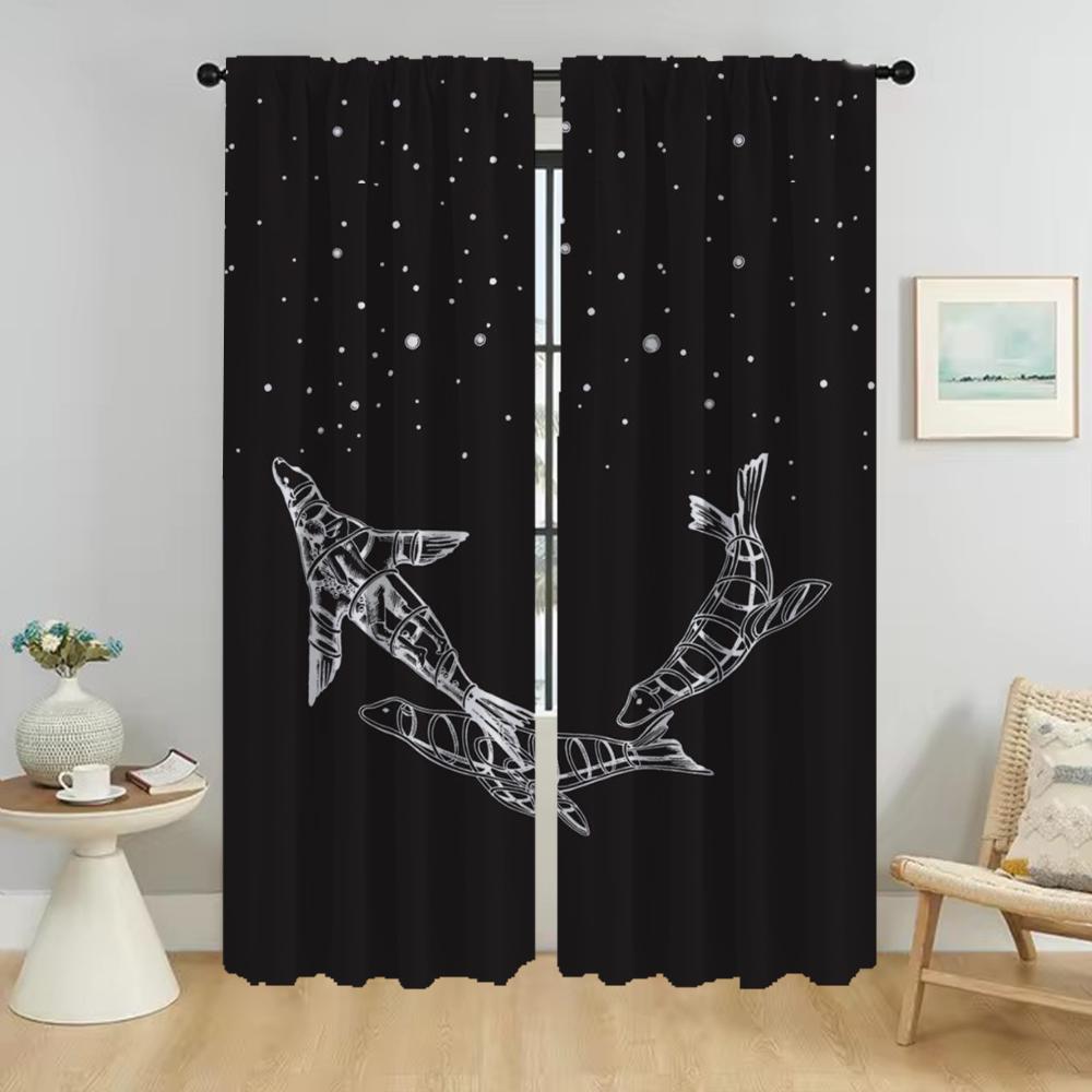Blackout Curtain for Room 2 Panel Coldplay Anti-mosquito Curtains for Camera Home Interior Curtains Shades Halloween Decoration