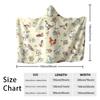 1pc pastoral duck and rooster floral pattern flannel hoodie wearable cape blanket multiple sizes washed