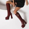 Ins Wang Fried Recommendation! Huge and Thin New Square-headed Knight Boots Women's High-heeled Boots But Knee-high 