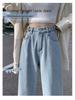 Plus Size High-Waist Wide-Leg Jeans - Slimming Straight-Leg Pants for Autumn