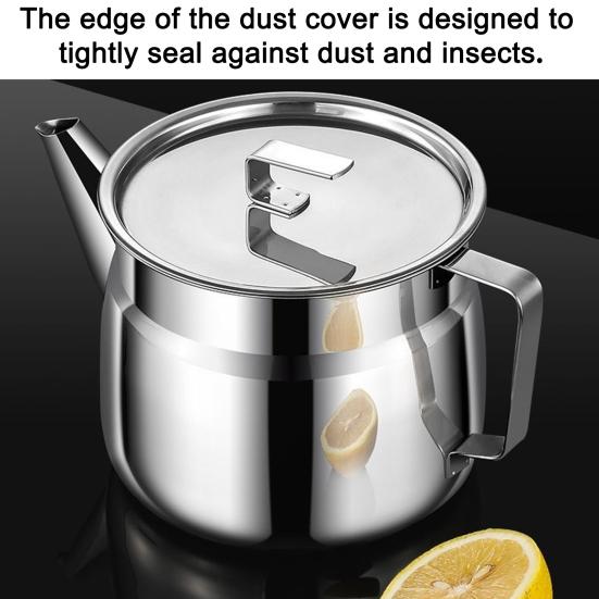 Stainless Steel Oil Filter Container with Fine Mesh 1500/2000ml Heat-Resistant Kitchen Oil Jug for Frying Lard Grease Storage Rust-Proof