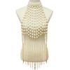Adjustable Length Elegant Pearls Body Chain Sensual Chest Jewelry Accessory Portable for Beach and Evening Wear