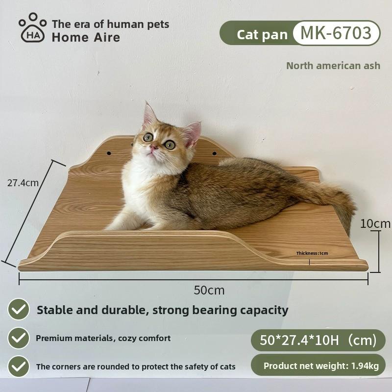 Wall Mounted Cat Climbing Shelf Solid Wood Pet Playground for Living Room Space Saving Cats Tree Modern Cat Furniture for Wall