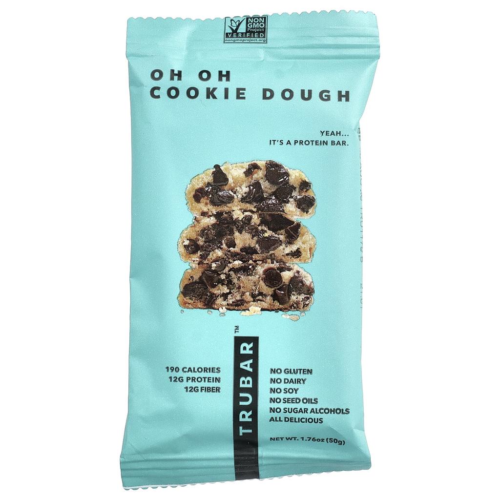 Trubar, Plant-Based Protein Bar, Oh Oh Cookie Dough, 12 Bars, 50g (1.76oz) Each