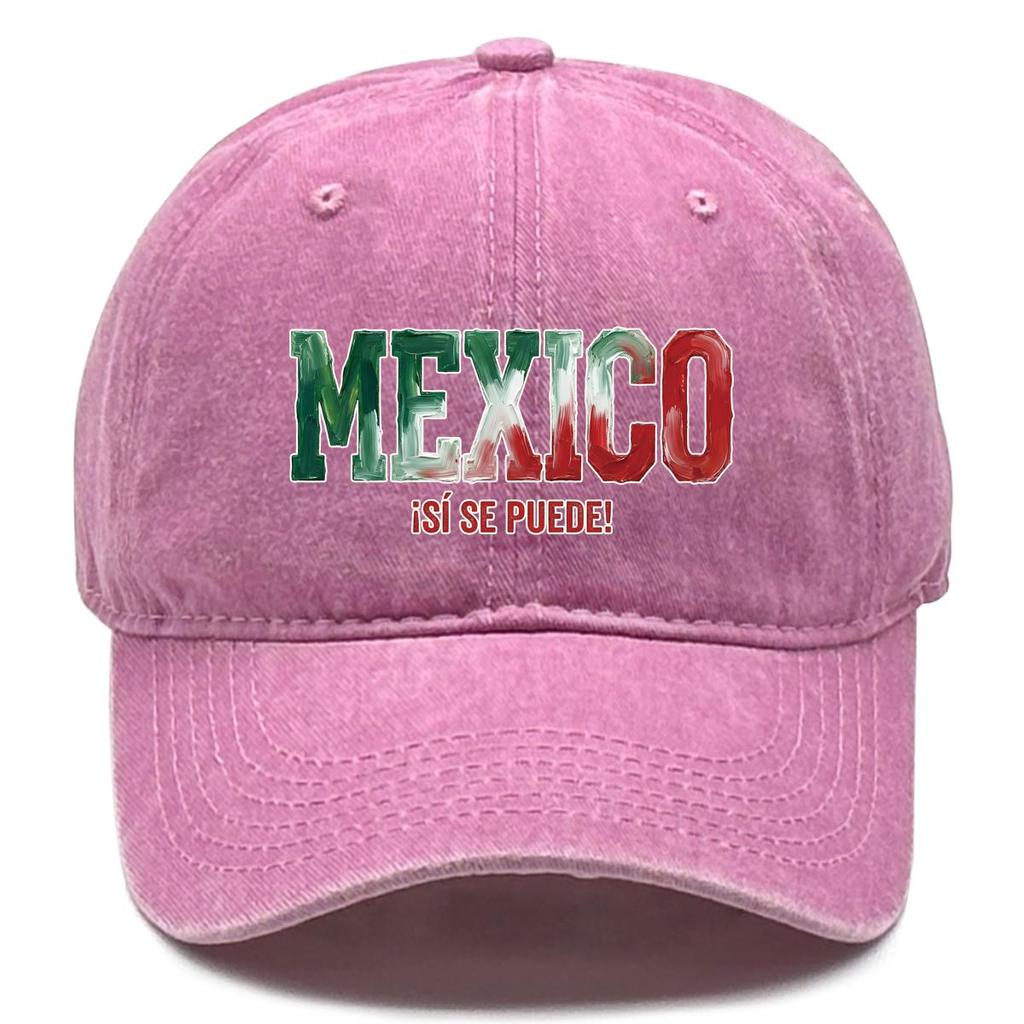 "MEXICO" "SI SE PUEDE" Flag Printed Snapback Baseball Cap , Adjustable Baseball Hat Lightweight Inelastic Fashion Unisex Dad Hat