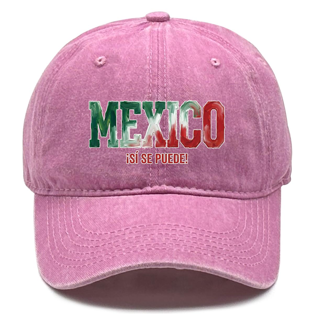 

MEXICO SI SE PUEDE Flag Printed Snapback Baseball Cap , Adjustable Baseball Hat Lightweight Inelastic Fashion Unisex Dad Hat as the picture розовый