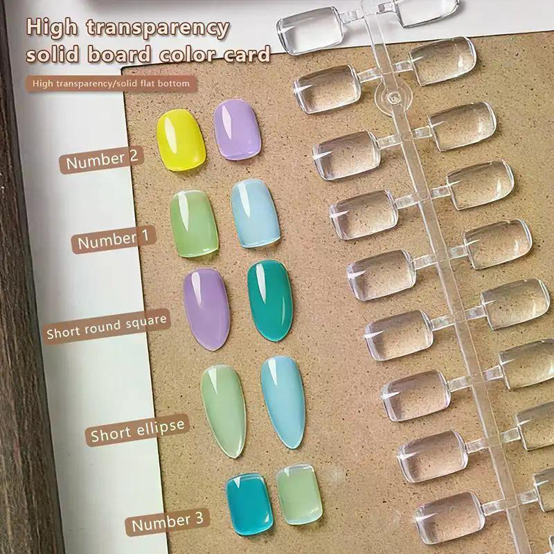 120/320Pcs Clear Solid Oval Triangle Square Shape Nail Tools Nail Table Color Card Display DIY Manicure Nail Tips Practice Tools
