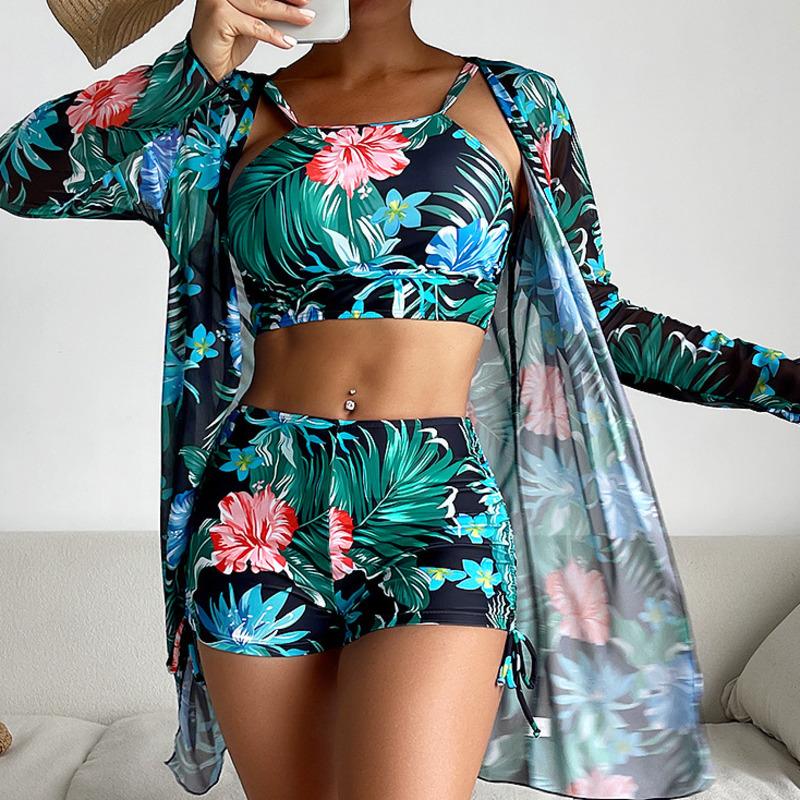 New 2026 Swimsuits Print Tankini Sets Female Swimwear Push Up For Beach Wear Three-Piece Bathing Suits Pool Women Swimming Suit
