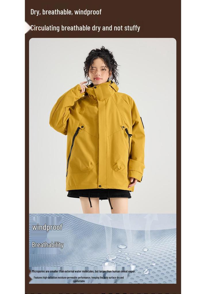 Unisex 3-in-1 Waterproof Windproof Hooded Jacket for Outdoor Mountaineering