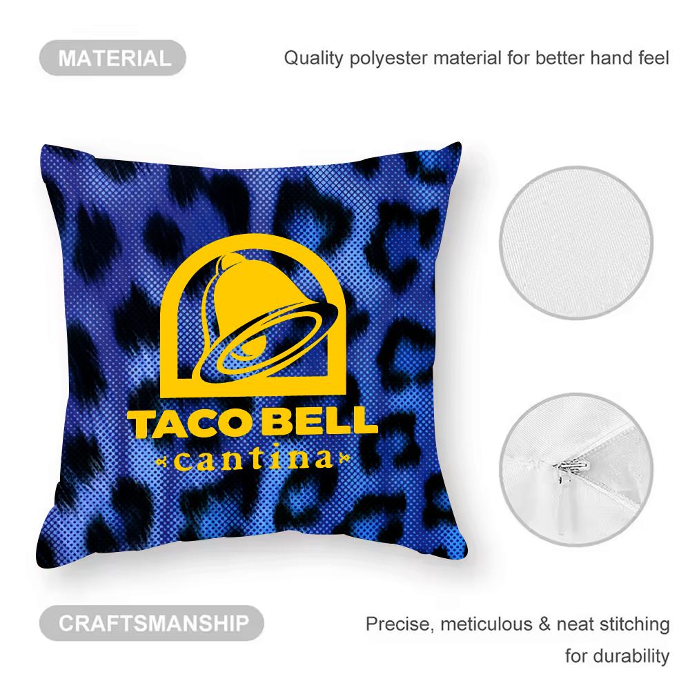 Taco Bell Cushion Cover Anti-dustmite Pillowcase Invisible Zipper Silky Short Plush Sofa Cushion Cover