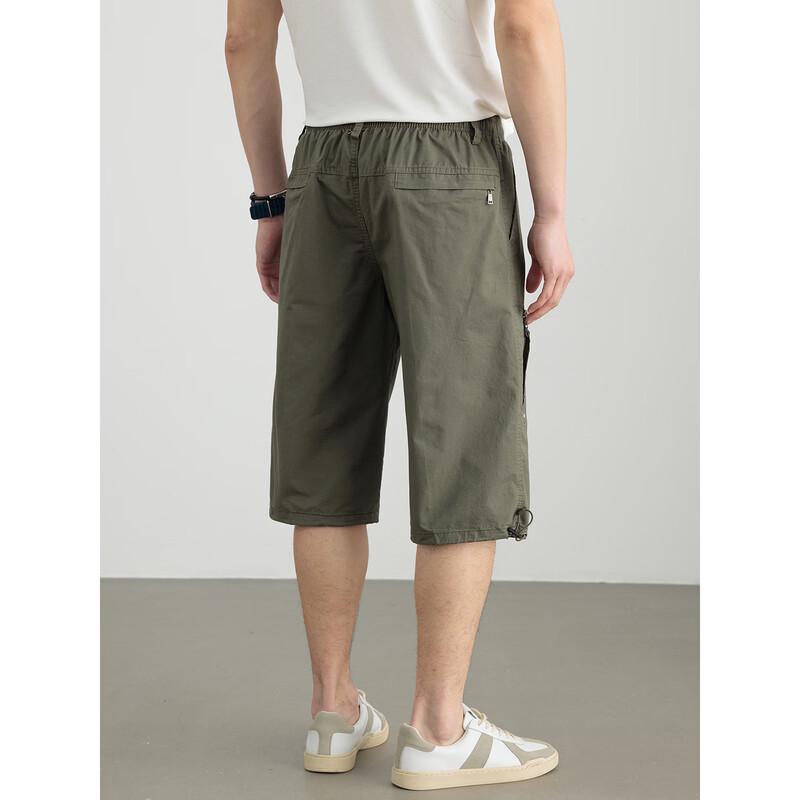 Hengyuanxiang Men's 100% Cotton Casual Cropped Shorts