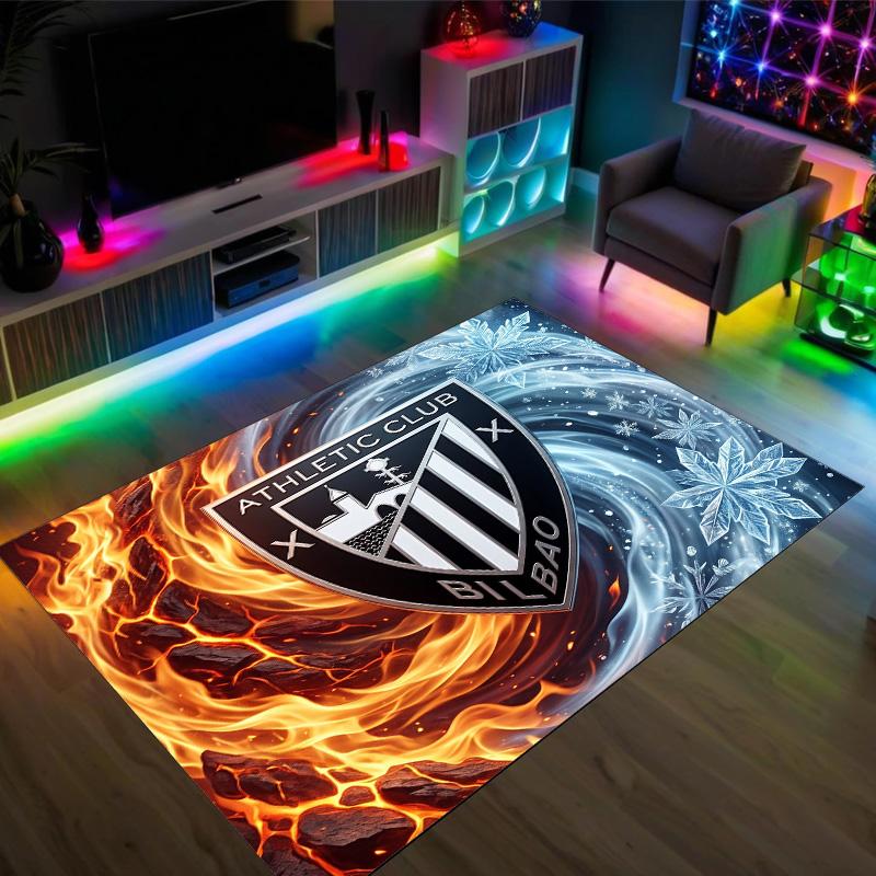 Athletic Bilbao Football Design Crystal Velvet Carpet Cozy Non?Slip Printed Rug For Bedroom Living Room Entrance