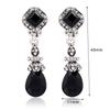Vintage Black Pendant Ear Clips No Pierced Long Earrings Women Trendy Fashion Accessories Earrings Ear Clips