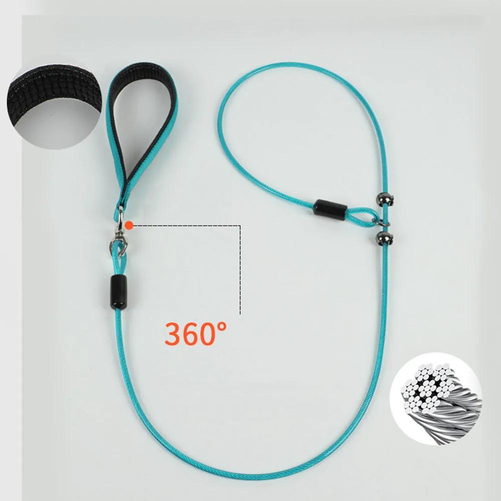 Cable Slip Lead Dog Leash Chew Proof Steel Wire Dog Leash with Nylon Handle for Teething Puppies Large Dogs Training Cord Leads