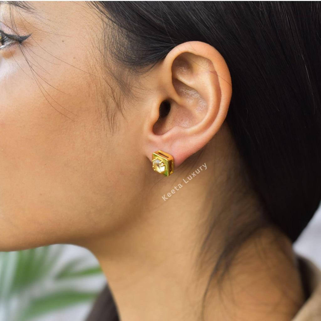Natural Blue Sheen Moonstone Earrings, Rainbow Moonstone Studs Earrings, Crystal Earrings, Moonstone Studs for Women, Bridesmaid Jewelry