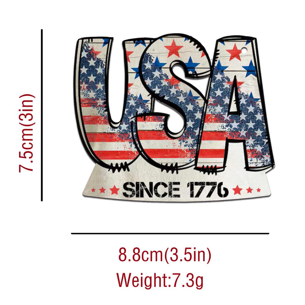 4th of July Wooden Wall Mount Door Sign - Patriotic Star Flag Decor with Independence Day Theme - Ideal for Memorial Day and Sum