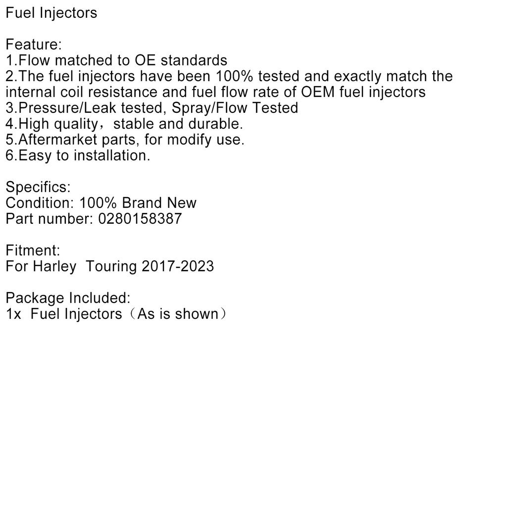 0280158387 Fuel Injectors For Touring FLHXSE CVO STREET GLIDE 2017-2023