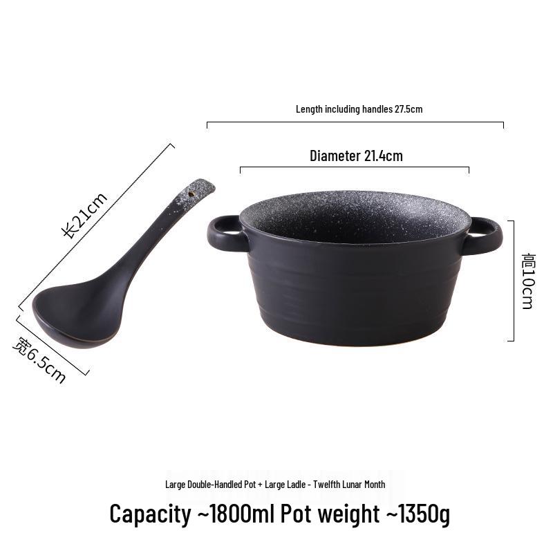 Large Double-Handled Ceramic Ramen & Soup Bowl