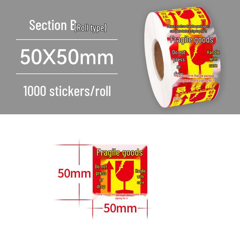 Large Fragile Label - Handle with Care: Do Not Drop, Do Not Press, Express Delivery, Heavy Pressure